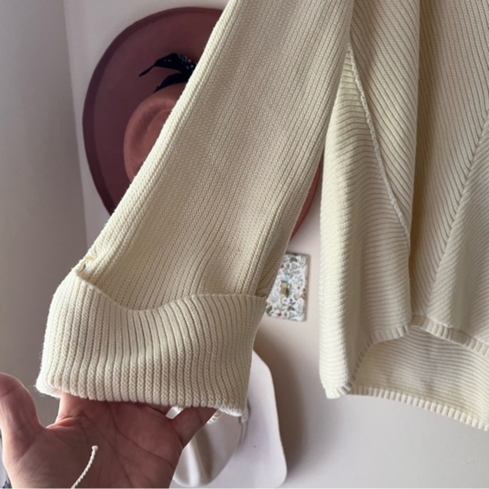 FREE PEOPLE La Brea V-Neck Sweater SIZE MEDIUM cream ribbed oversized‎ warm cozy - Picture 3 of 9